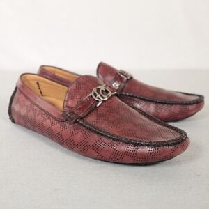 Franco Cuadra Driving Loafers Leather Shoes Burgundy Python Men US 11 MX 29